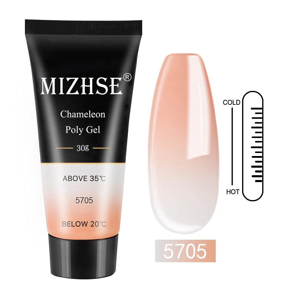 MIZHSE термальный поли УФ гель для ногтей Быстрый гель продлевающий половой акт лак прозрачный желе розового цвета полигель Кристалл УФ светодиодный строительный гель нужны формы - Цвет: MS-WB5705