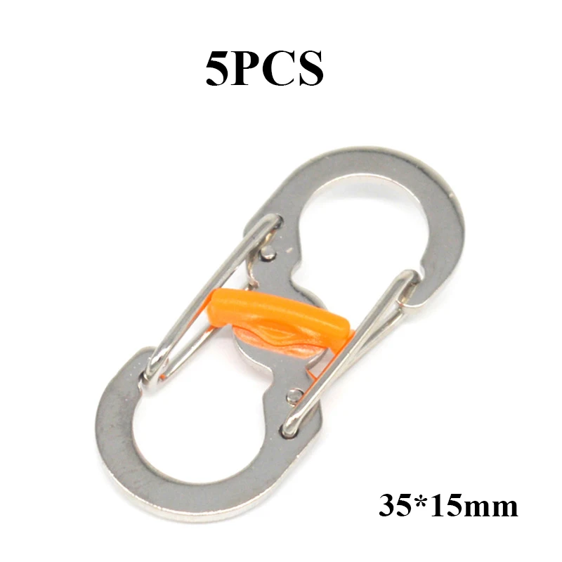 5pc with lock silver 5 шт./лот S Тип альпинистский крюк мини брелок карабин средство для выживания на открытом воздухе двойная Пряжка брелок 8 Форма Пряжка для кемпинга - Цвет: 5pc with lock silver