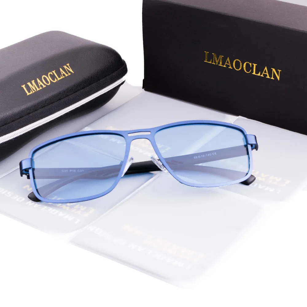Океанские синие винтажные брендовые Дизайнерские мужские Поляризованные солнечные ретро-очки Квадратные Классические мужские солнцезащитные очки UV400