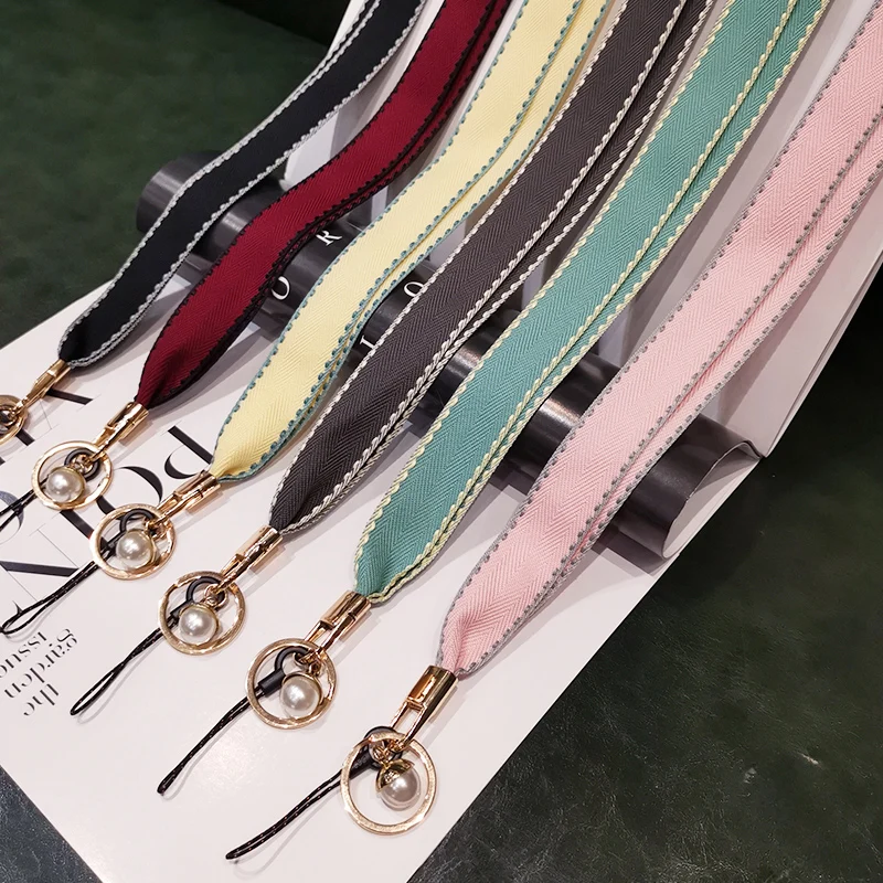 Long Pearl Pedant Phone Lanyard for iphone huawei samsung redmi xiaomi Necklace Strap Braid Edge Working Card Badge Keychain | Мобильные