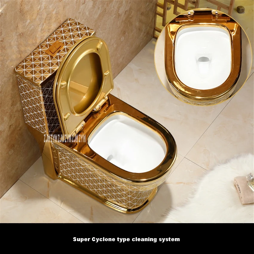 Керамический Цельный унитаз, креативный унитаз для ванной комнаты, супер циклонный тип, роскошный смывной унитаз с водой, Золотой унитаз