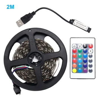 

1-5M 5050 RGB USB LED Strip Lights Self Adhesive Dimmable Computer Decor 5v Waterproof TV Back Lighting With Remote Control
