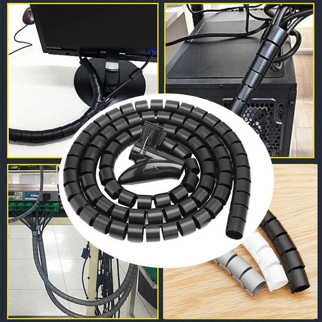 Organizador de Cables de 1 metro, Protector de Cable, Tubo en espiral  Flexible, envoltura de cables ordenada, enrollador de cables, tubería de  almacenamiento