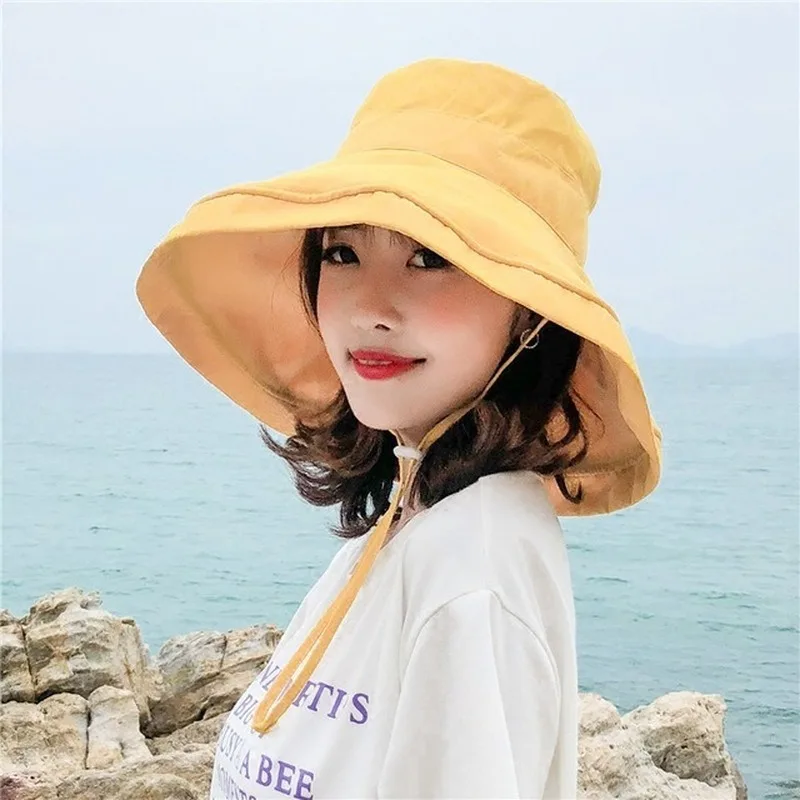 

Women's Solid Color Big Brim Fisherman Hat Japanese Summer Outdoor Travel Sun Hat Sun Hat fashion hat women korean style