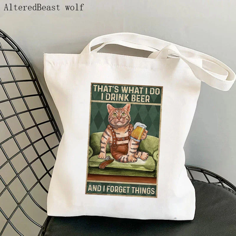 Women Shopper bag Cat tabby polka Printed Kawaii Bag Harajuku Shopping Canvas Shopper Bag girl handbag Tote Shoulder Lady Bag
