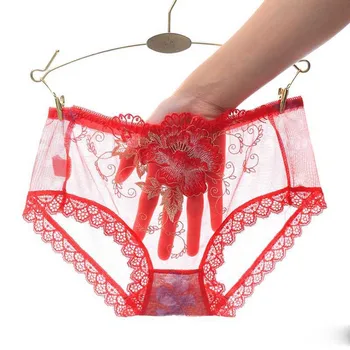 

flower rose Embroidery panties briefs see through woman lingeries lace low waist sexy women underwears clothes