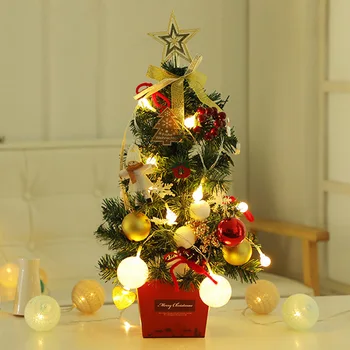 

Mini Christmas Tree Decor Tree Glitter Artificial Holiday Celebration with light Ornaments Desktop Decor Christmas Decor
