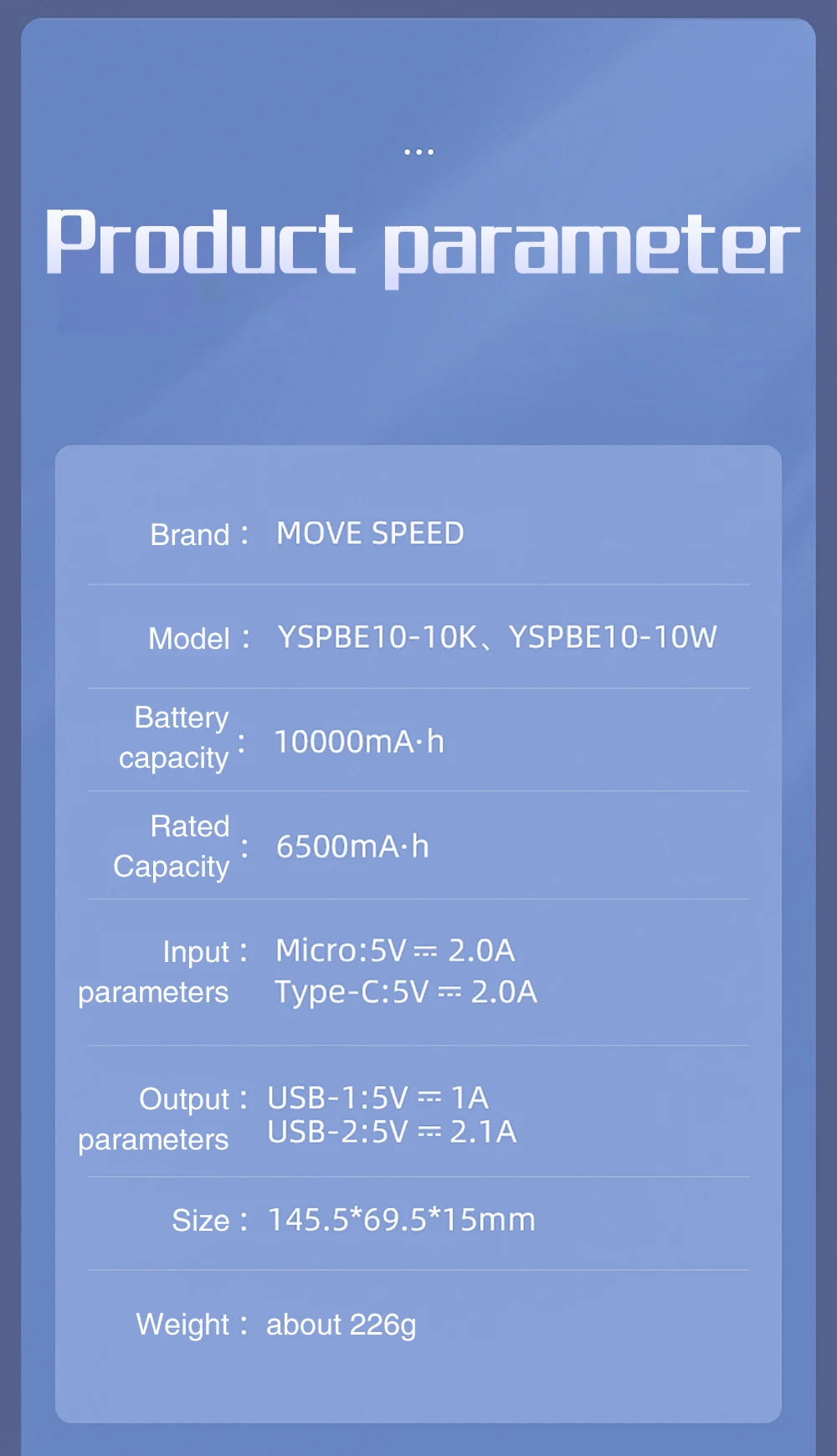 MOVE SPEED Fast Charging 10000mAh Power Bank Dual Input Output Can be Carried on the Plane for XIAOMI iPhone12 11 Max 8 HUAWEI smart power bank