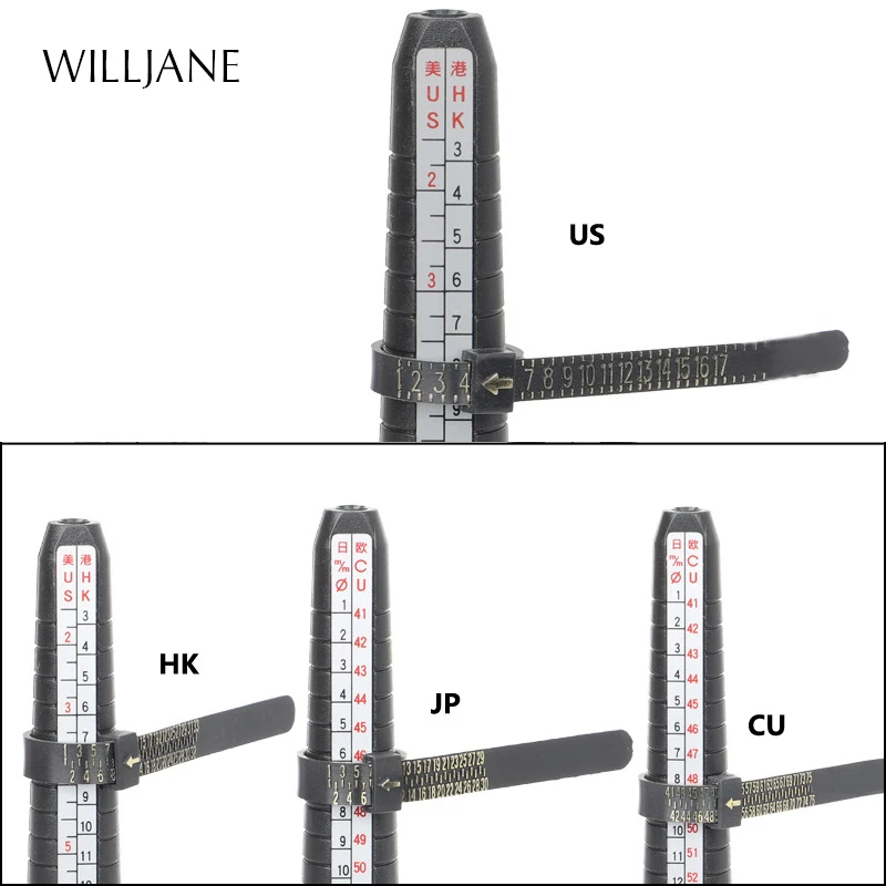 Professional Ring Mandrel Stick Ruler Measurer Jewelry Tools US UK Japan EU HK Finger Gauge Ring Sizer Measuring Size Tool Set