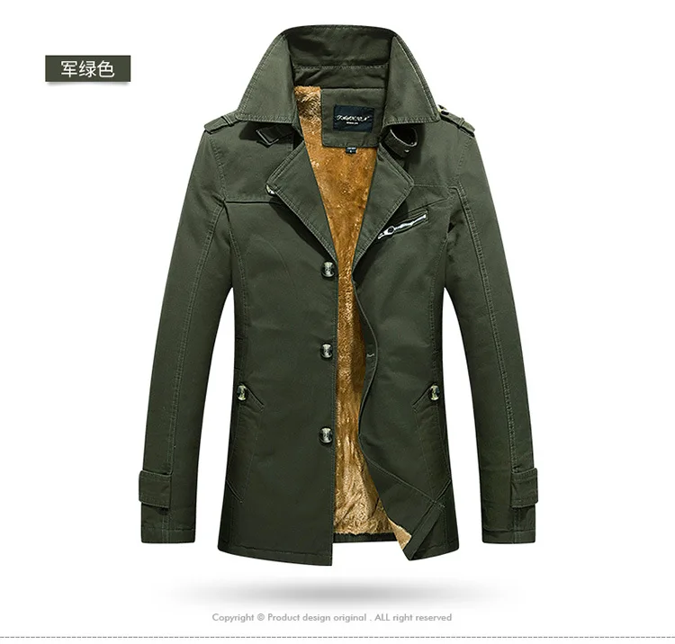 Autumn& Winter Jacket Young MEN'S Brushed And Thick Trench Coat Men's Mid-length Korean-style Plus-sized Slim Women's