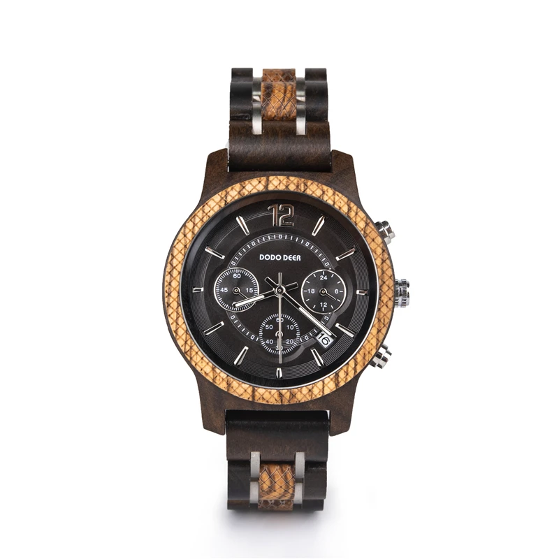 DODO олень светящиеся руки деревянные часы с зеброй женские роскошные Ретро дизайн чехол многофункциональные наручные часы подарок для дам C01 - Цвет: C01-3