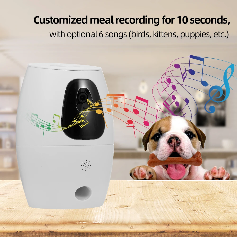 

Automatic Pet Food Feeder 720P Dog Camera Treat Dispenser WiFi Pet Camera APP Control Remote Monitoring Pet Feeding US Plug