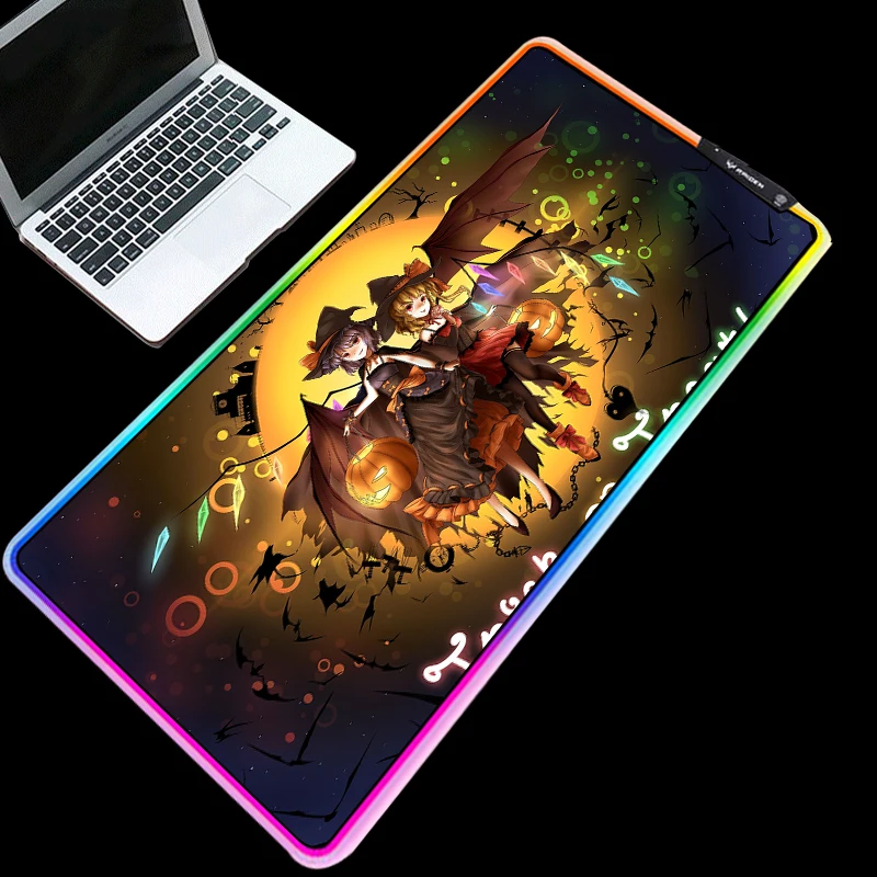 

Yuzuoan RGB Cute Anime Witch Picture Mouse Pad LED Light Beam Home Computer Keyboard Pad Game
