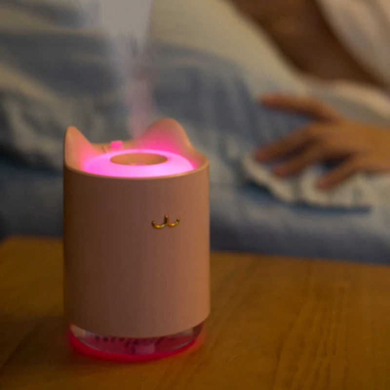 

EAS-Cute Pet 320ML Ultrasonic Air Humidifier Aroma Essential Oil Diffuser for Home Car USB Fogger Mist Maker with LED Night Lamp