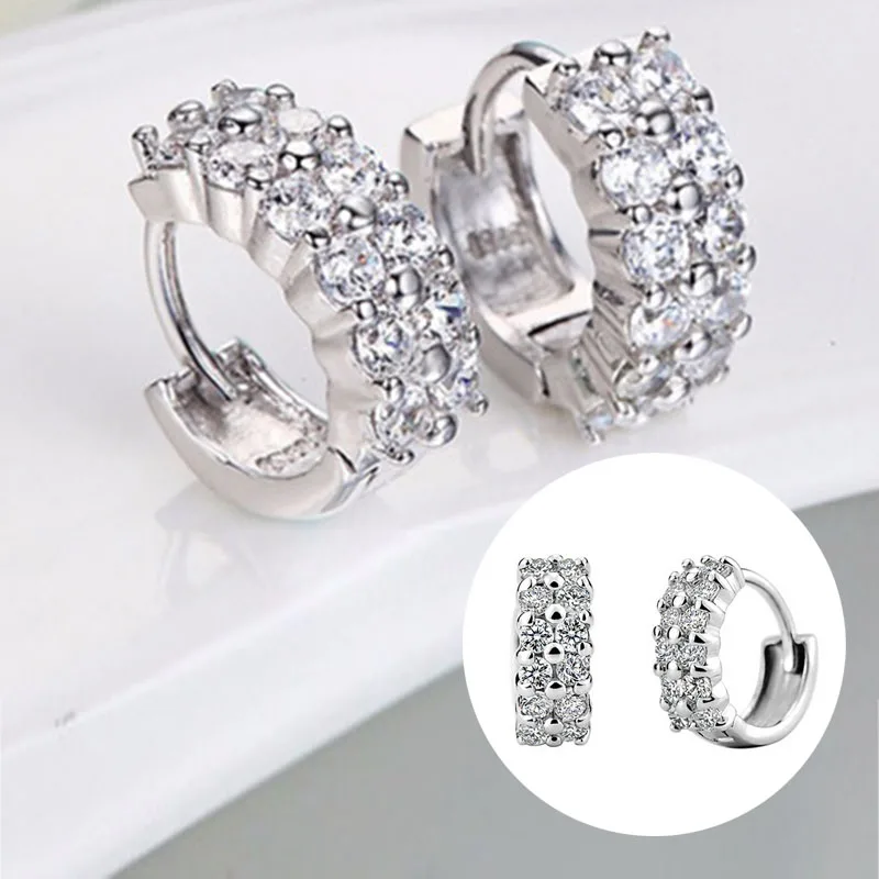 

2019 New Arrival Silver Double Row Round Circle Shape Unique Party Ear Buckle Female Fashion Hypoallergenic Female Women