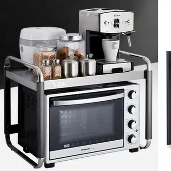 

Retractable Stainless Steel Kitchen Microwave Storage Rack Desktop Oven Storage Rack For Household Electric Rice Cooker