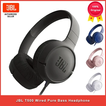 JBL T500 Wired Pure Bass Headphone Sports Game Gym Headset Foldable Earphone 1-button Remote Light with Mic for iPhone Android 1