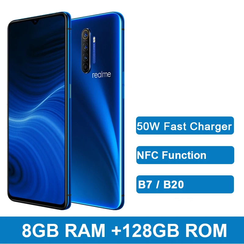 Realme X2 Pro X 2 6GB 64GB 6,5 ''мобильный телефон Snapdragon 855 Plus 64MP Quad camera телефон nfc VOOC 50W быстрое зарядное устройство - Цвет: 8GB 128GB Blue