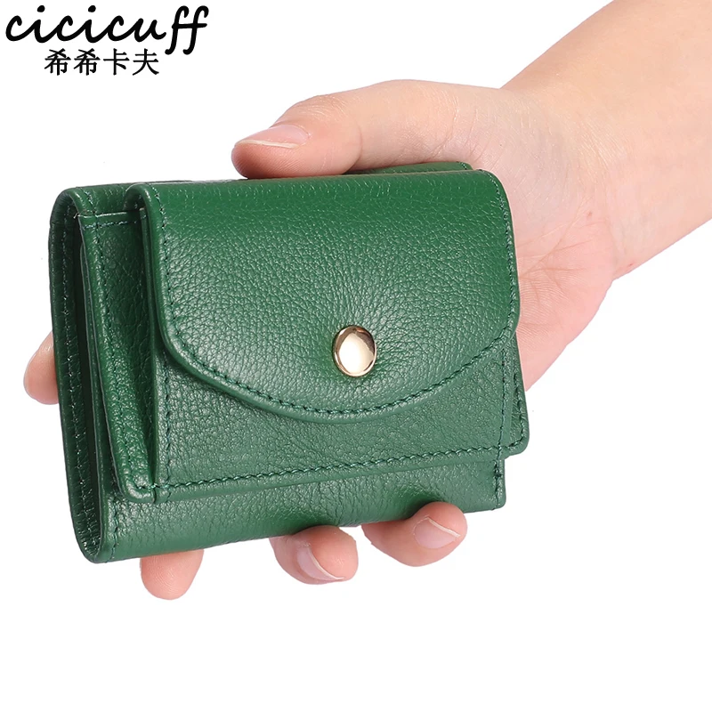 

Genuine Leather Short Wallet Women Fashion Change Purse Portable Wallet Female Coin Pocket Mini Clutch Slim Money Bag for Girls