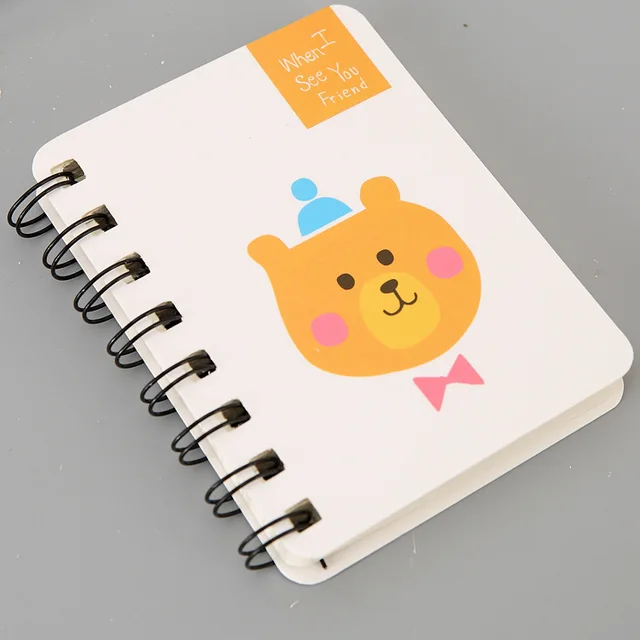 80Page A7 Korea Cartoon Anime Coil Notebook Small Notepad Animal Rollover Office School Learn Supplies Mini Kawaii Diary Journal 1828