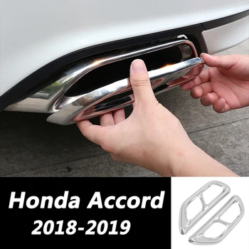 

Car Exhaust Pipe Tail Throat Chrome Covers For Honda Accord 10 10th 2018 2019 Auto Decoration Frame Stickers Accessories