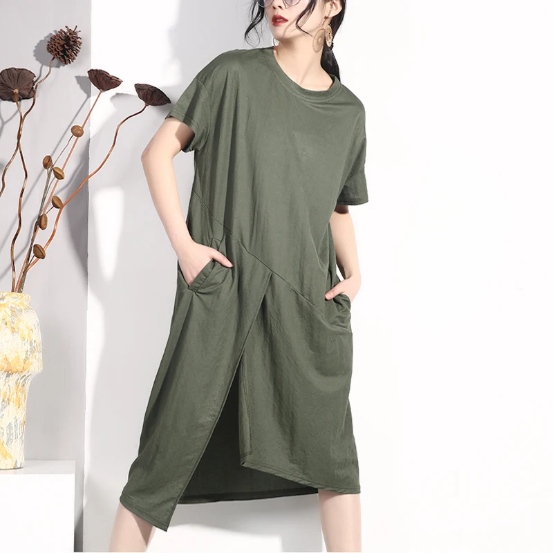 Модное платье с коротким рукавом для женщин, круглый воротник, пэтчворк, Hemline, индивидуальное летнее платье, новинка, JO552