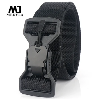 

MEDYLA 10cm Large Buckle Men's Tactical Belt Hard ABS + Magnetic Quick Release Buckle Military Belt Real Nylon 125cm Army Belt