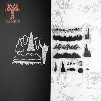 

mountain tree stamps and dies set 2020 clear stamp Scrapbooking & Stamping DIY album rubber metal cutting dies gift card stencil