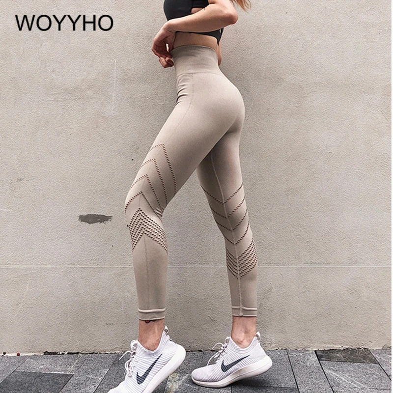 WOYYHO сетчатые дышащие штаны для йоги с высокой талией, женские спортивные штаны для фитнеса, спортзала, сексуальные колготки для бега с эффектом пуш-ап, бесшовные леггинсы