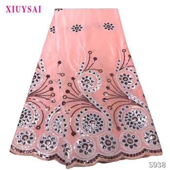 

african velvet lace fabric embroidered with sequins nigerian mesh laces fabrics for garment sewing P931