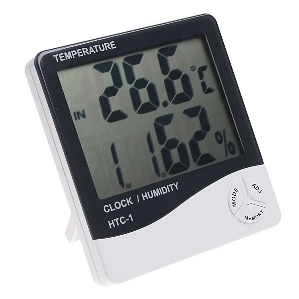 

White Desk-top Placing And Wall Hanging HTC-1 TEMP&humidity clock With Clock & Calendar Function