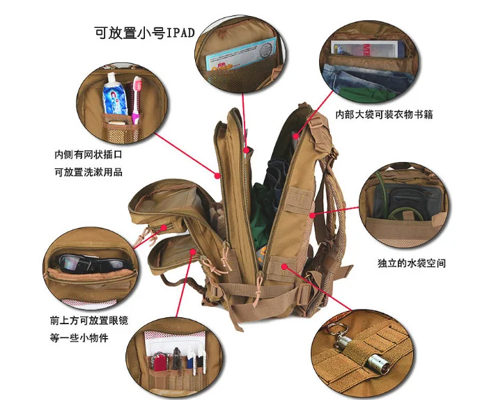  2019 3P Outdoor Military Tactical Backpack 30L Molle Bag Army Sport Travel Rucksack Camping Hiking  - 32826826897