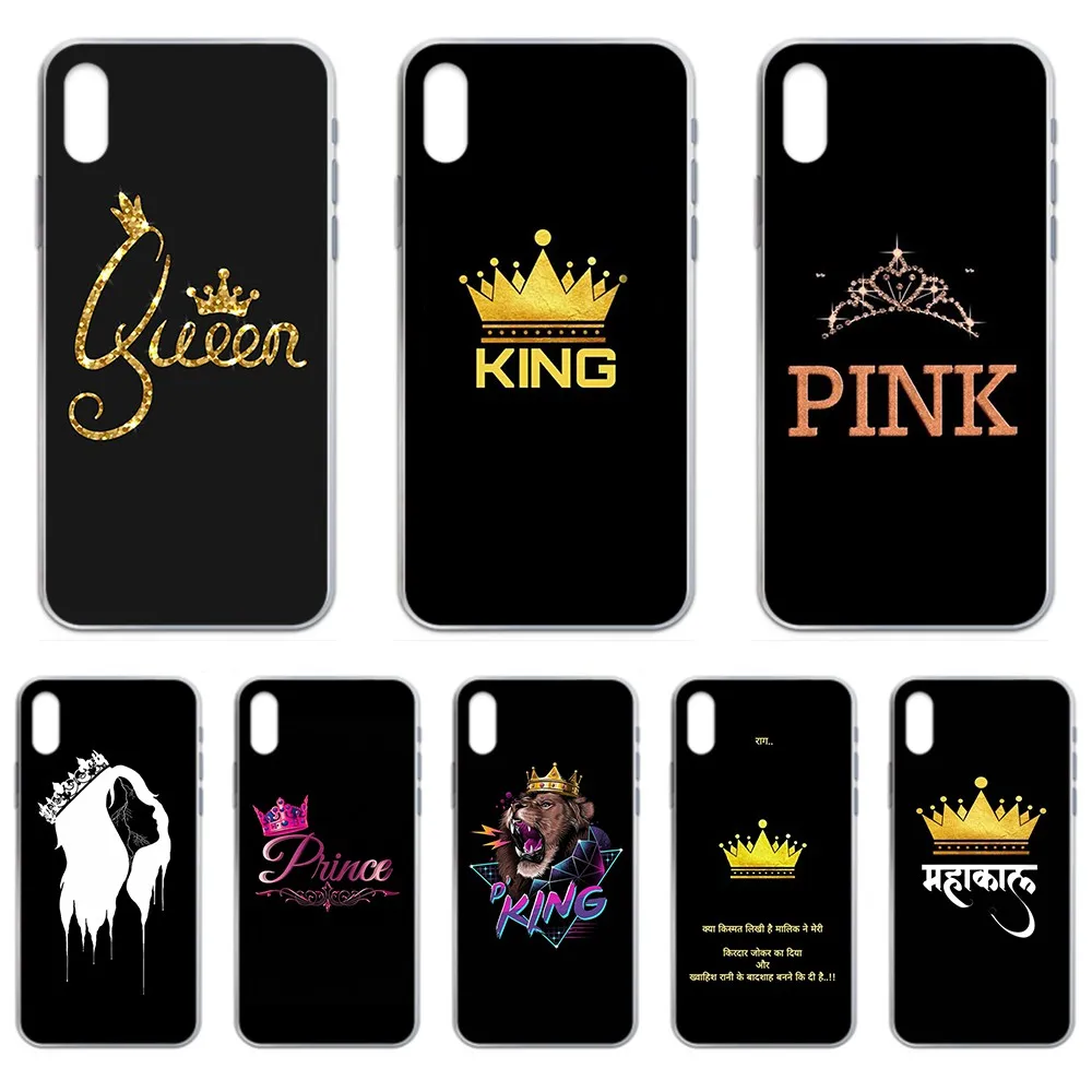 King queen crown розовый мягкий чехол для мобильного телефона Прозрачный iphone 4 4S 5 5C 5S 6 6S
