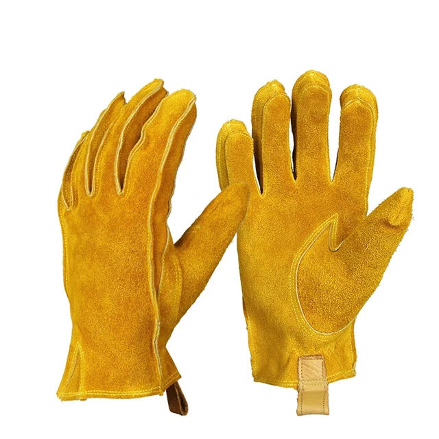 OZERO Motorcycle Gloves Cowhide Gloves Mens Women Cycling Anti-Slip Full Finger Mountain Bicycle Guantes Moto Gloves Yellow-no logo