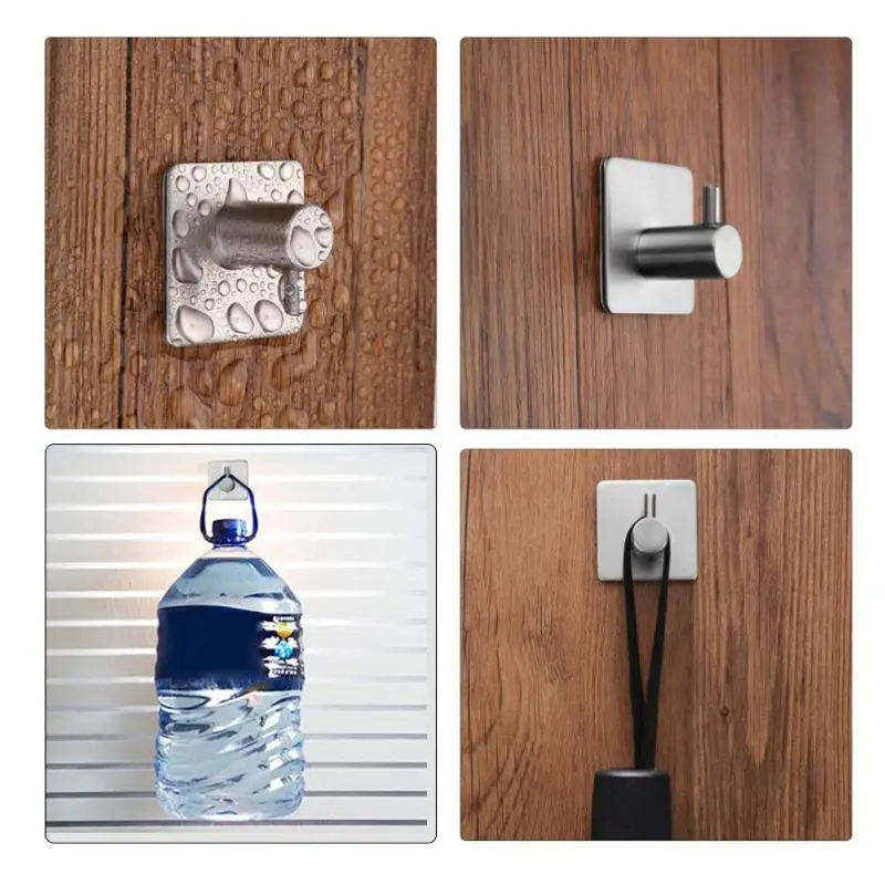 4 шт. нержавеющая сталь ванная комната крюк нержавеющий самоклеющиеся домашние настенные вешалки