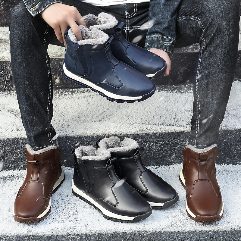 Мужская теплая зимняя обувь; зимние ботинки; модные высокие кроссовки до щиколотки; водонепроницаемые слипоны; ботинки для прогулок, пеших прогулок, занятий спортом