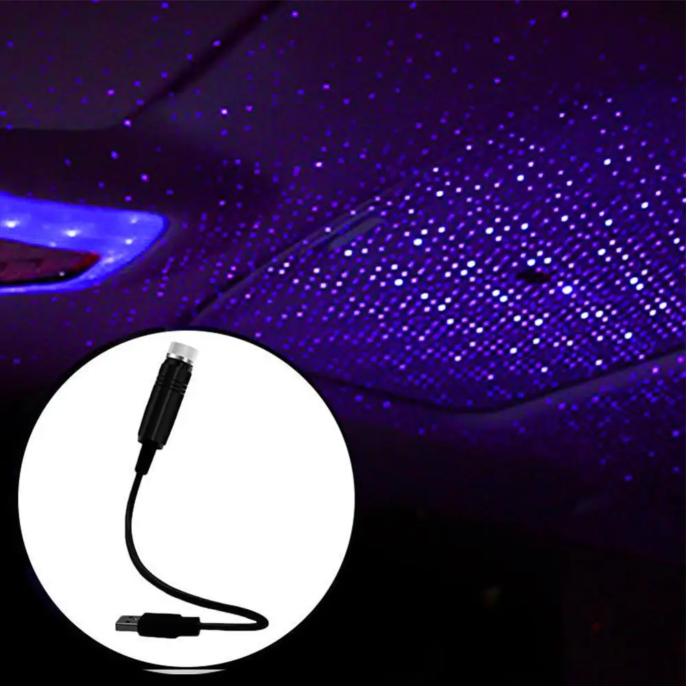 

Purple Car Roof LED Projector USB Atmosphere Star Sky Lamp Ambient Star Light Night Light Adjustable Multiple Lighting Effects