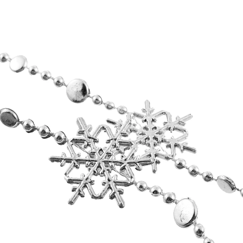 Urijk Golden Plastic Snow Chain Decoration Originality Accessories Gift Christmas Tree Ornament Plated Bead String 1PC New