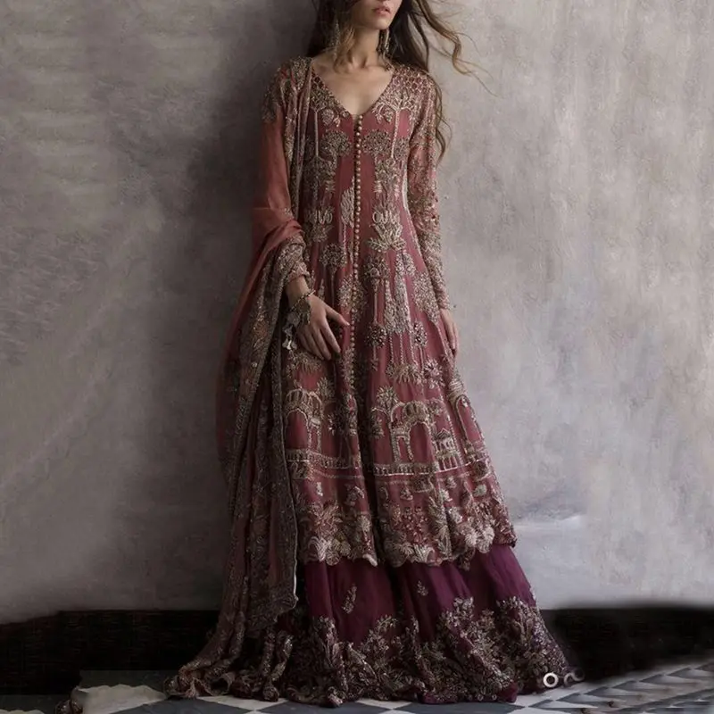 

Retro Floral Party Long Dress 2019 Fall Autumn Women Long Sleeve Tunic Boho Holiday Vintage Maxi Dresses Print (Without Scarves)