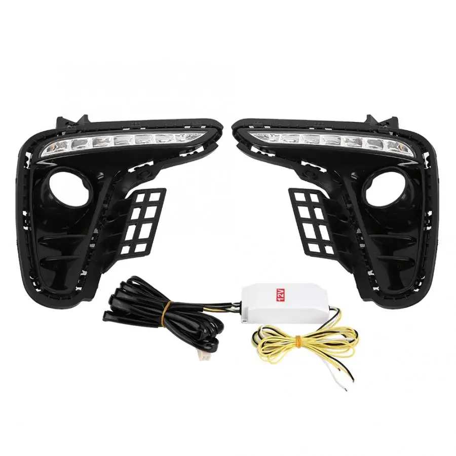 

1 Pair 2-Color Car Daytime Running Light Turn Signal DRL LED Fog Lamp Cover for Kia Rio K2 2017-2018 Car Styling