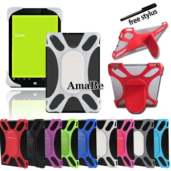 

Drop resistance Solid Soft Silicone Back Stand Shockproof Cover Case For Linx 7 8 10 Tablet + Stylus Protective Shell