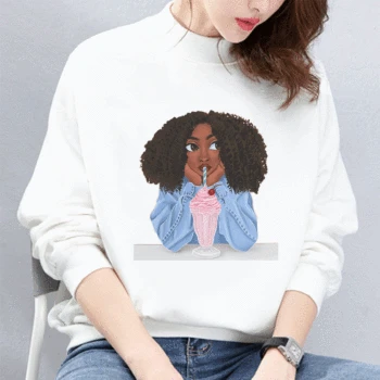 

Sudadera Mujer Moletom Feminino Hoodies Sweatshirt Bluza Cool Melanin Black Girl Winter Long-sleeved Kpop Harajuku Print Women