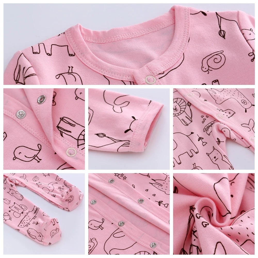 Baby Rompers Cotton Infant Pajamas Full Sleeve Toddler Breathable Jumpsuit for Four Season 3pcs