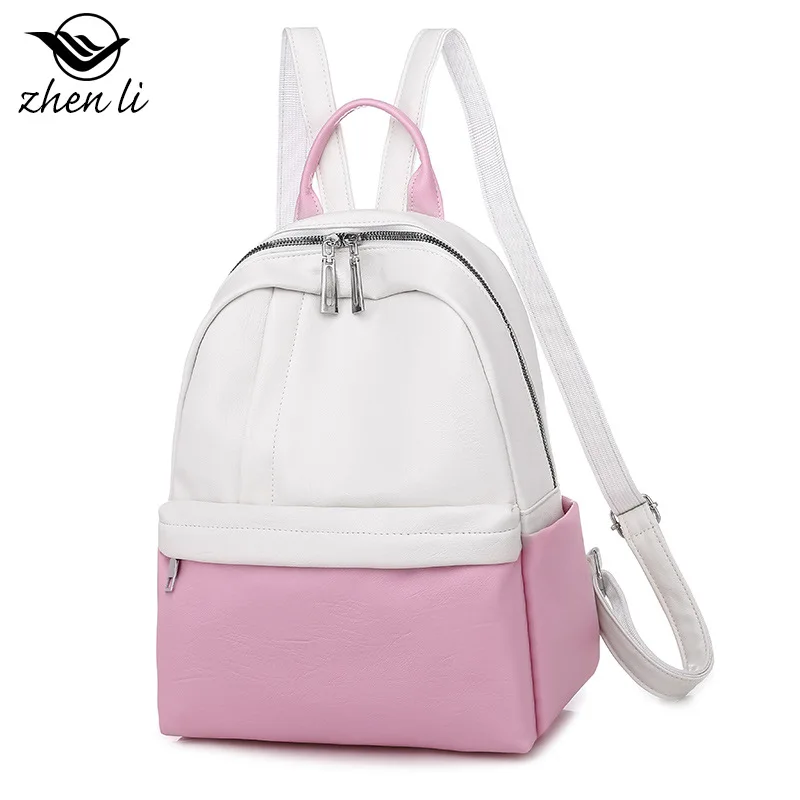 

Zhenli Backpack Women's 2019 New Style Retro Pu Women's Briefbag Bag Solid Color Backpack Cross Border Supply of Goods