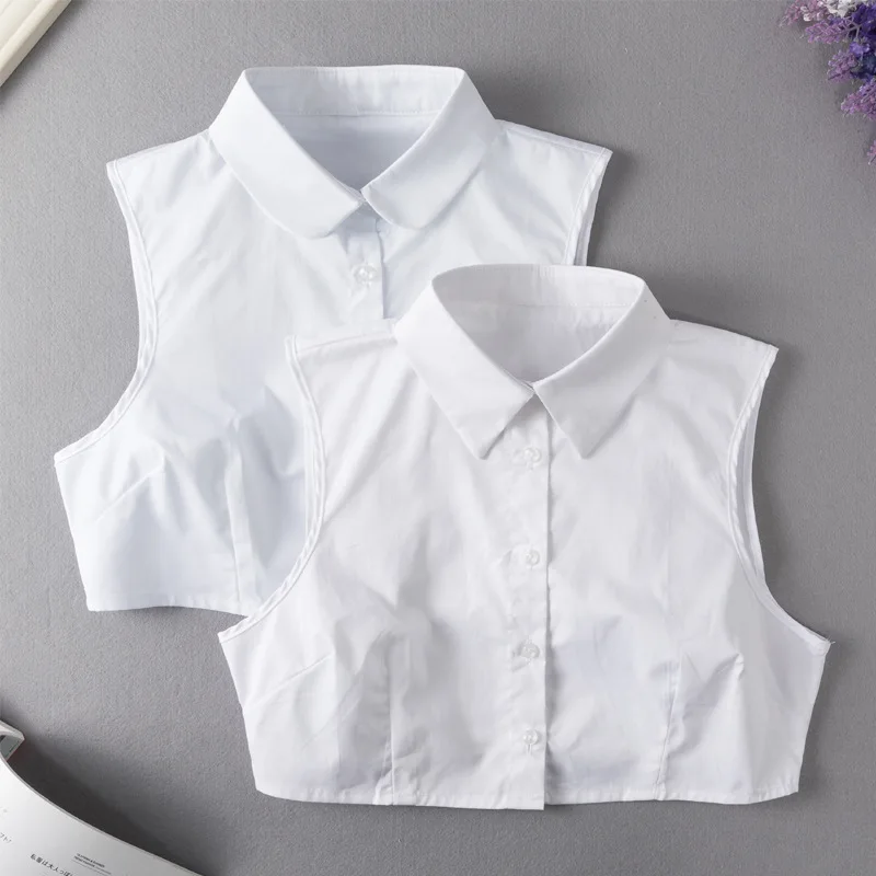 

Women Detachable Lapel Fake Collar Formal Solid Color Mens False Collars Button Down False Half Shirt Blouse Nep Kraagje