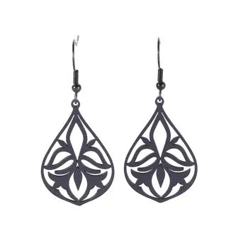 

MyShape Flower Hollow Statement Dangle Earring Stainless Steel Silvery Rose Gold ColorBlack Wedding Women Bohemia Ethnic Jewelry