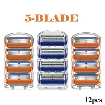 

ally 12-16pcs Safety 5 Layers Men's Shaving Razor Blades Compatible for Gillettee Fusione Cassette Shaving Two colors
