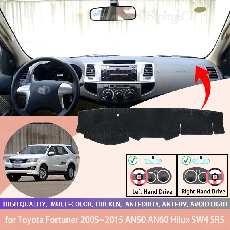 

Противоскользящая накладка на приборную панель для Toyota Fortuner 2005 ~ 2015, AN50, AN60, Hilux SW4, SR5, автомобильные аксессуары коврик от солнца