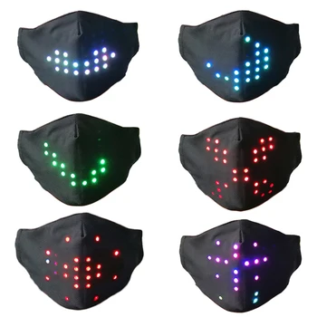 

Halloween Cosplay Maks 5 Light-emitting Modes Smart Voice Control Mask Rechargeable Voice-activated Mask For Party Cosplay