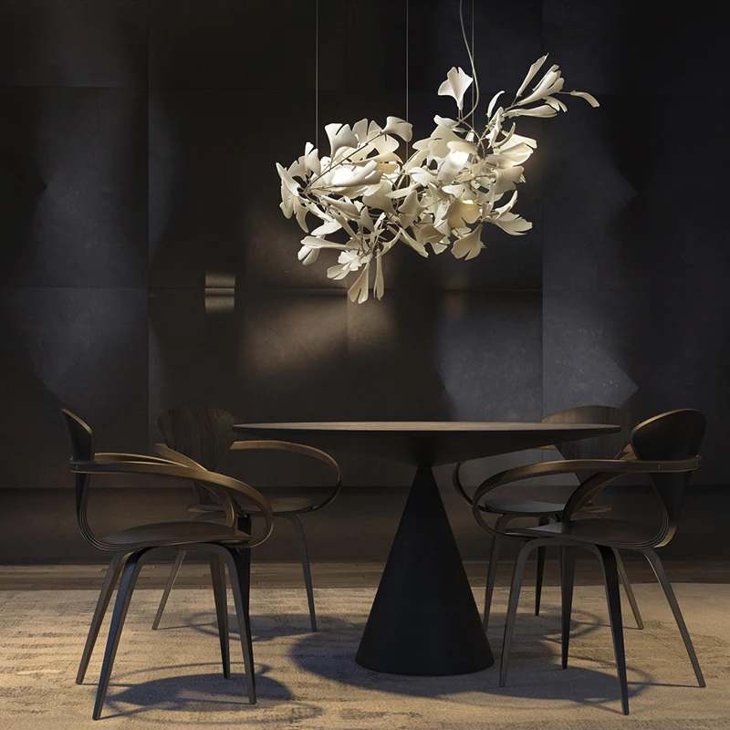 

Designer New Ceramic Ginkgo Leaves Personality Restaurant Clothing Shop Sales Office Sand Table Project Decorative Chandeliers